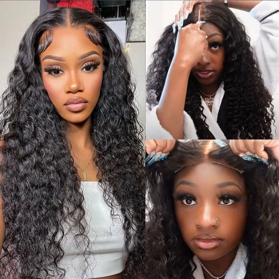 Deep Wave Glueless Wigs Human Hair Ready to Wear Pre-Cut 5x5 7x5 Lace Closure Wig Curly 30 32Inch Lace Wig Pre Plucked Remy Hair