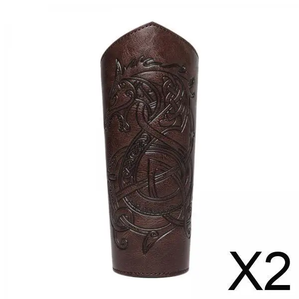 PU Leather Medieval Arm Guard Steampunk Style Bracer Wristband Cosplay Costume Prop for Events