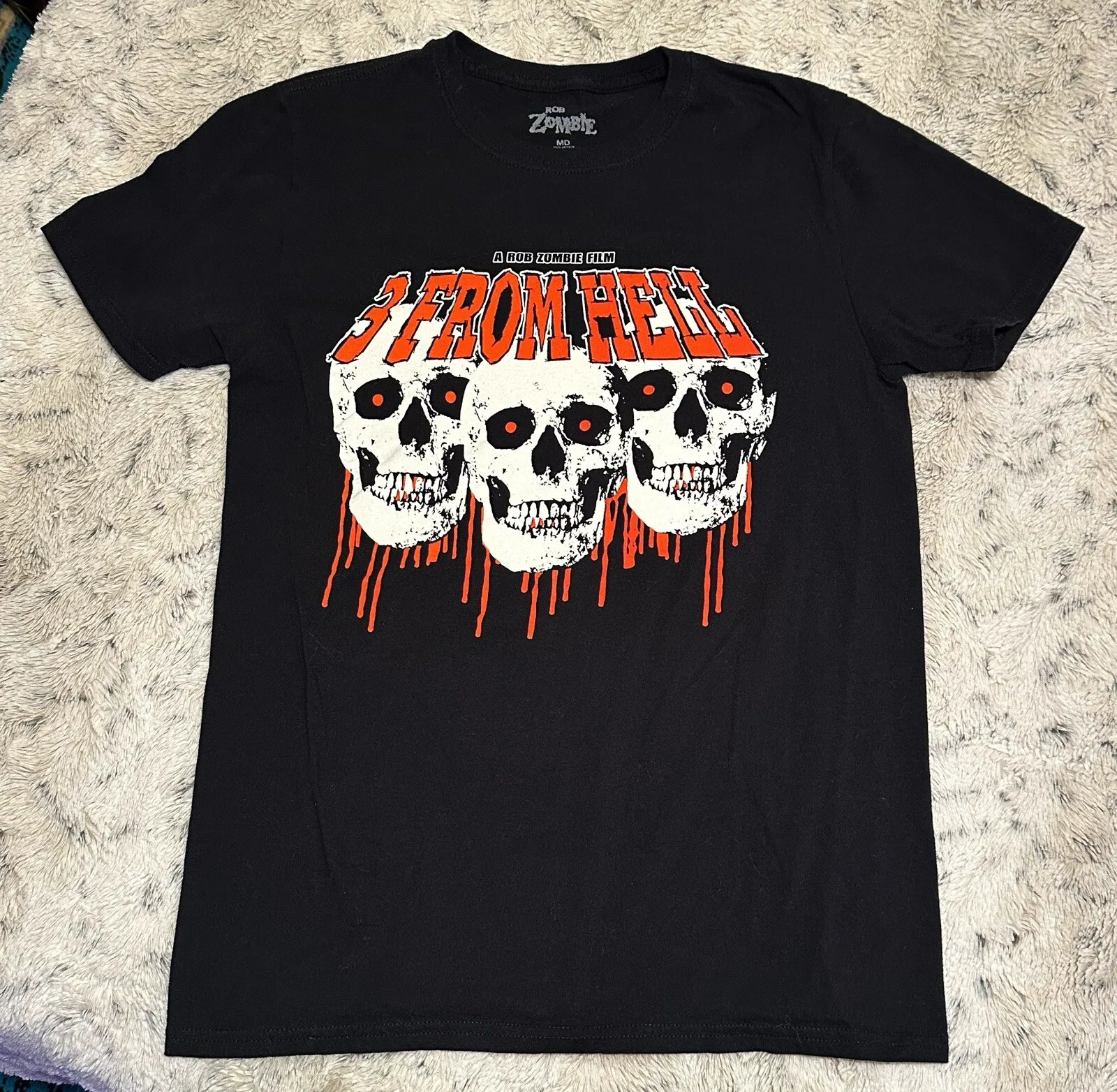 

Мужская футболка THREE FROM HELL Movie Film Crew M Rob Zombie Horror Shirt 3 из ада