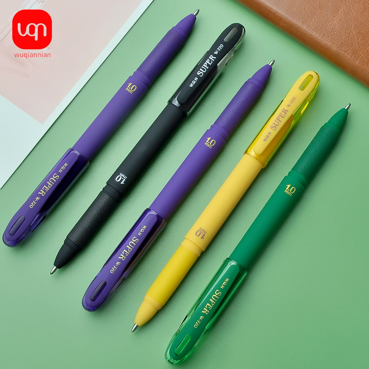 Aesthetic stationery cheap stuff for colored 1.0mm pens 2pcs/set black&green&purple&yellow ink gold kawaii things