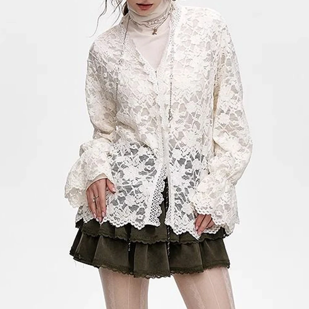 

Женская полосатая рубашка с жаккардовой вышивкой, осенний новый дизайн, топ в стиле Харадзюку, куртки для женщин 2025