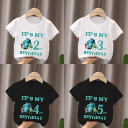 Monsters Inc University Cartoon T-Shirt para crianças, Roupa de criança, Bebé, Rapazes, Meninas, It's My 1, 2, 3, 4, 5, 6, 7, 8, 9 Years Birthday