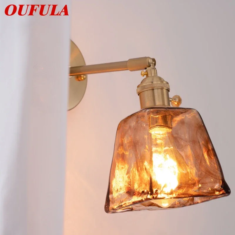 

OUFULA Nordic Brass Wall Lamp Indoor Living Room Bedroom Bedside Lamp Modern Hotel Corridor Hallway Wall Lamp
