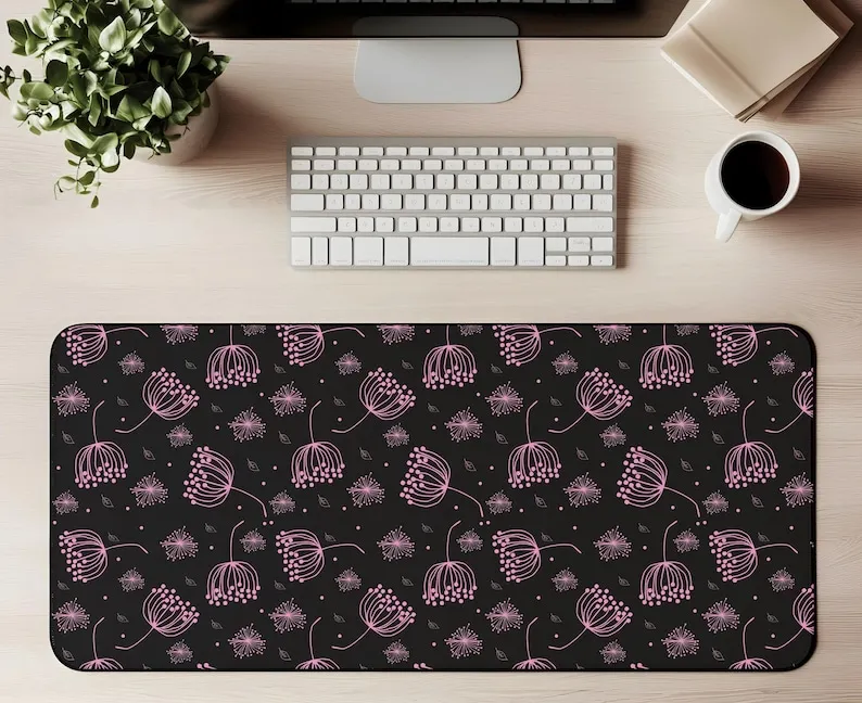 

Pink Wildflower Deskmat,office Decoration, Workspace Accessory,home Office, Unique Gift for Her, Modern Deskmat Kawaii Desk Pad