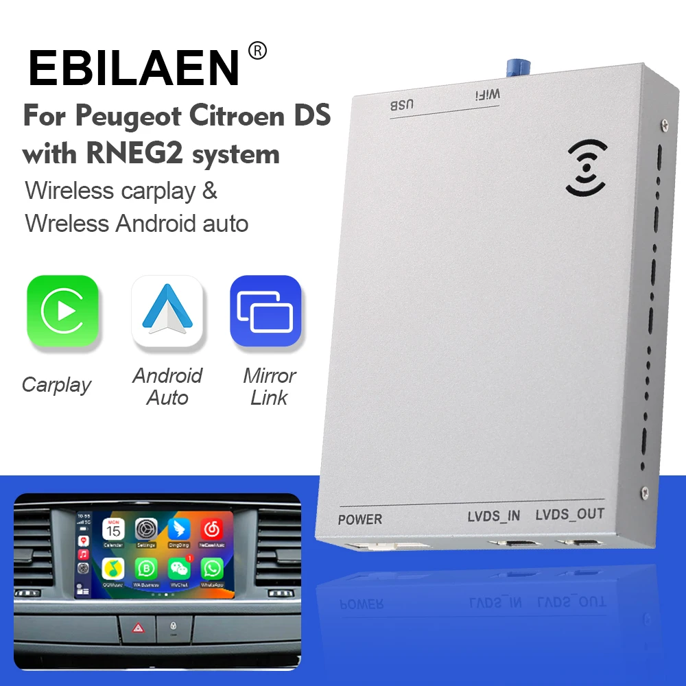 EBILAEN Wireless Carplay Android Auto For Peugeot Citroen RNEG 2 