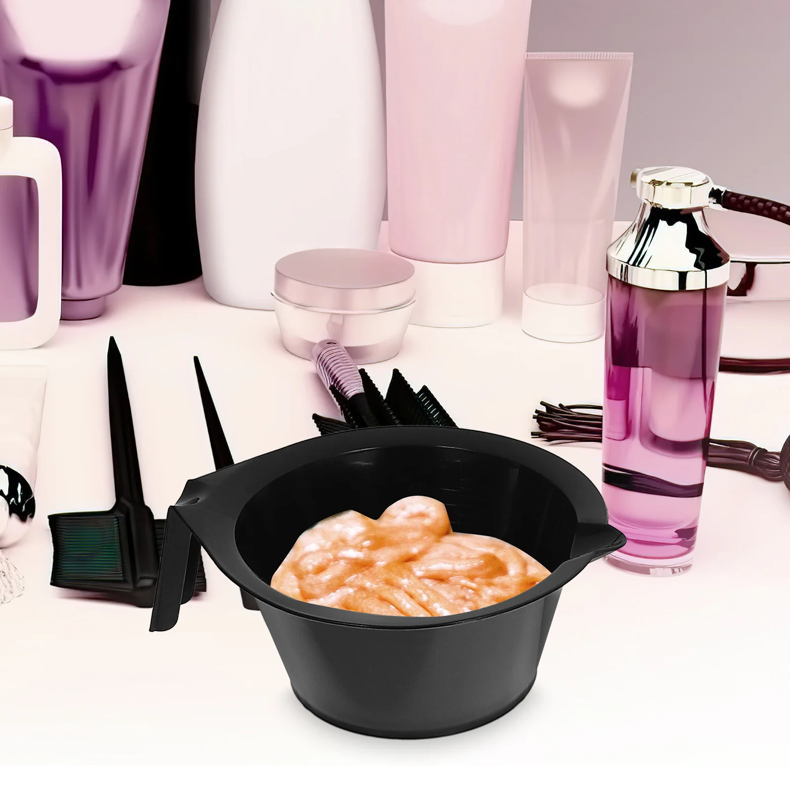 6 قطع من وعاء صبغ الشعر الاحترافي الشفاف مع قياسات متدرجة، قاعدة مثلثة ثابتة للصالون أو الاستخدام المنزلي #1