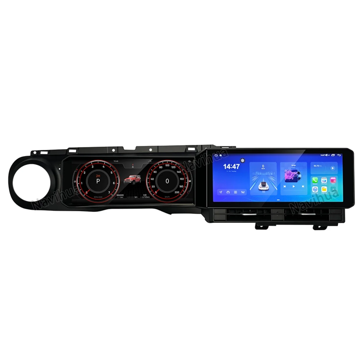 Navihua New Upgrade Dual Screen Android Car Radio Digital Cluster GPS Navigation Auto Multimedia For Jeep Wrangler JL 2019-2023