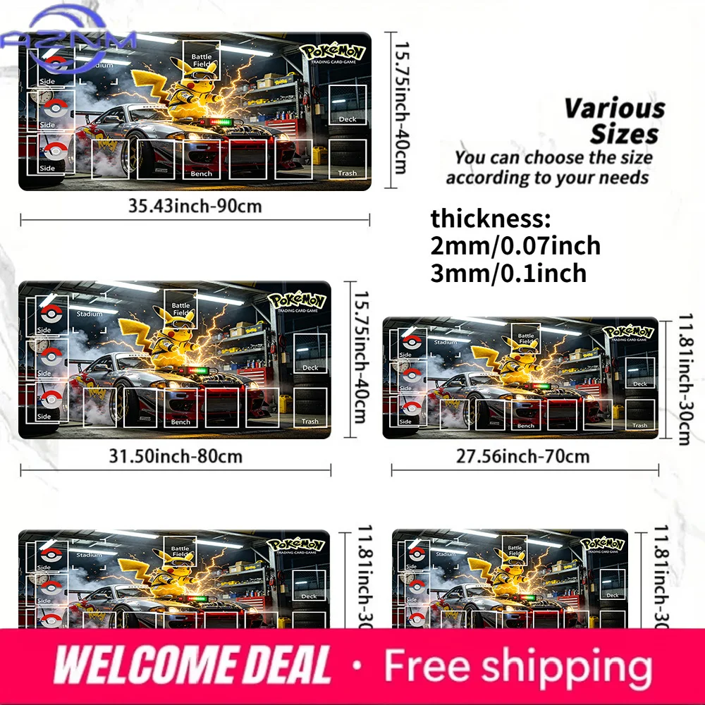 Racing Driver Pikachu Sports Car Pokemon TCG Playmat Large Extended Gaming Mouse Pad Desk Table Mat