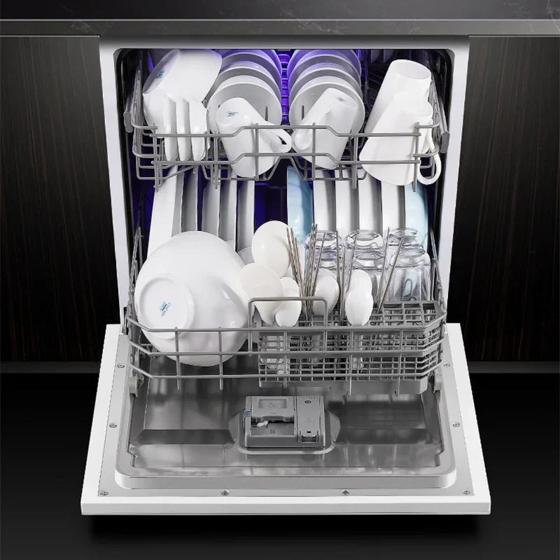 Fully automatic built-in household sterilizing dishwasher, 12 place setting capacity, energy-efficient, sterilizing and washing