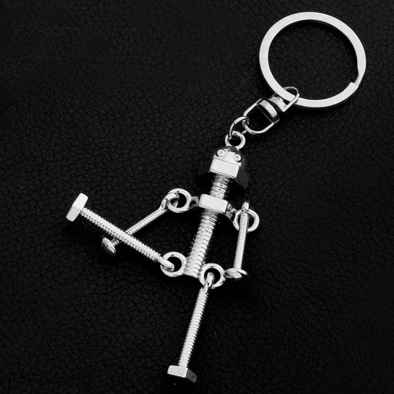 Men Children Accessory Cute Metal Robot Keychain Cool Screw Keychain Mini Tool Key Chains House