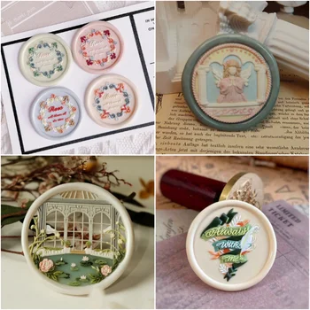 Fire seal seal head multi-layer precision carving DIY hand ledger embossed brass head envelope seal children&#x27;s stamp toy