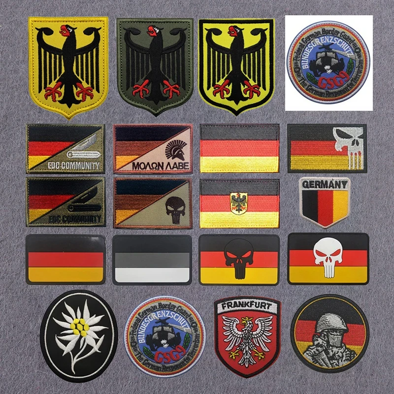 German Eagle Shield Flag Embroidered Armband Badges German Coat of Arms Germany Soldier Hook Loop Fastener Applique Emblem Patch