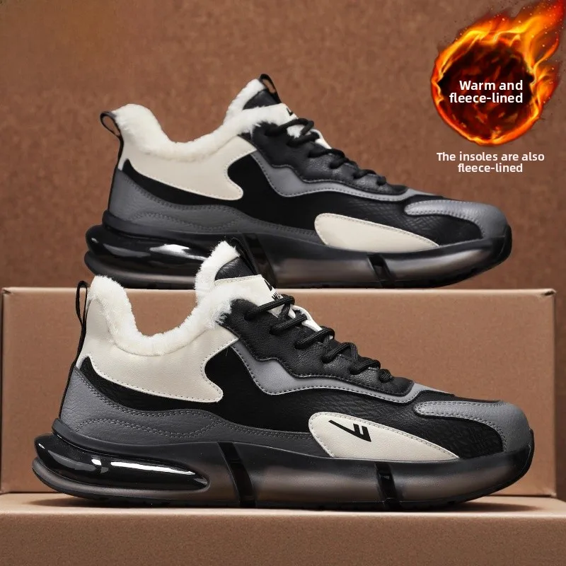

Men's Winter Running oes Warm Fce Lined Lightweight Air Cuioned o Absorption Thi Bot Faionable Sports Sneakers