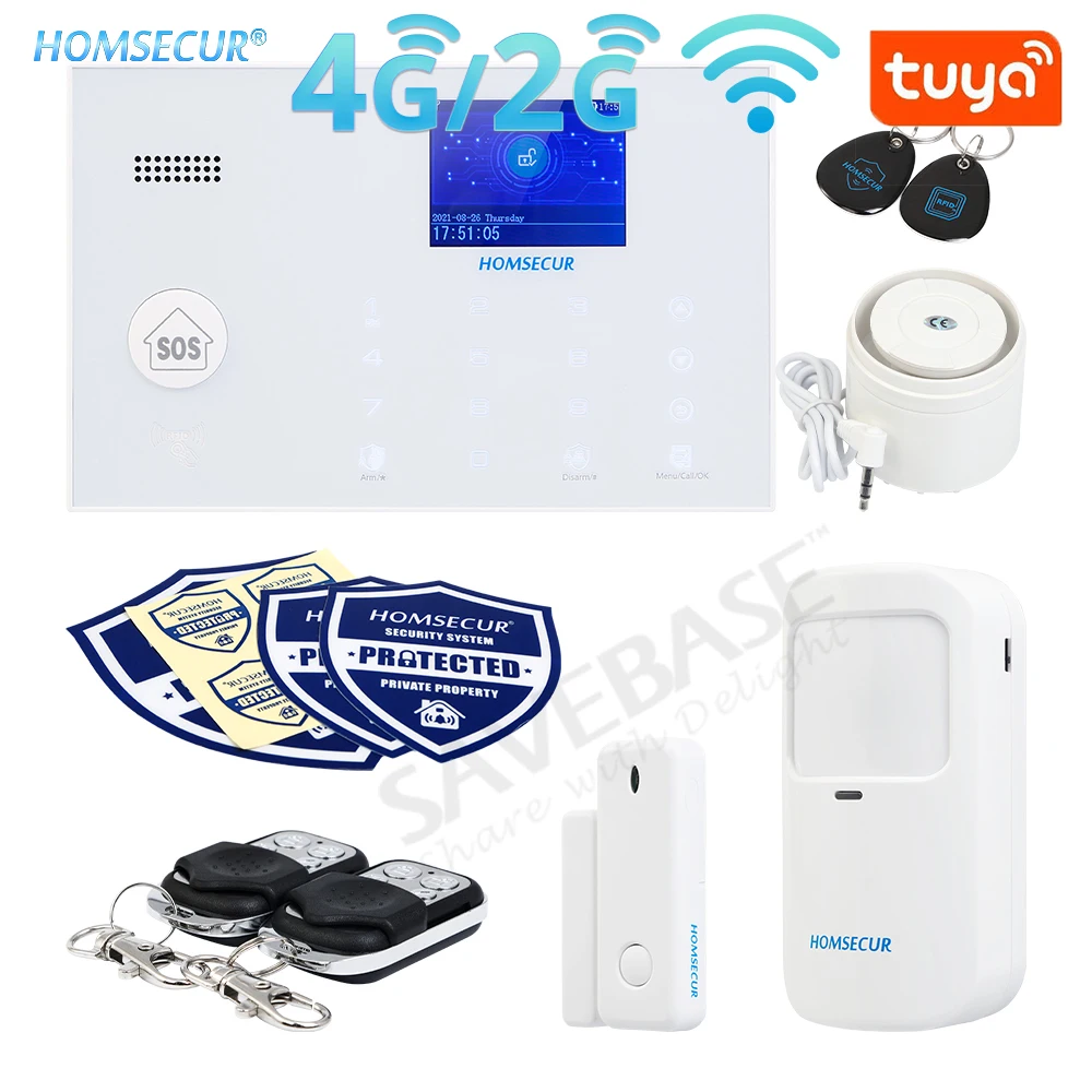 HOMSECUR ЖК-беспроводная 4G/GSM WIFI домашняя охранная сигнализация + иммунитет для домашних животных/дружественный