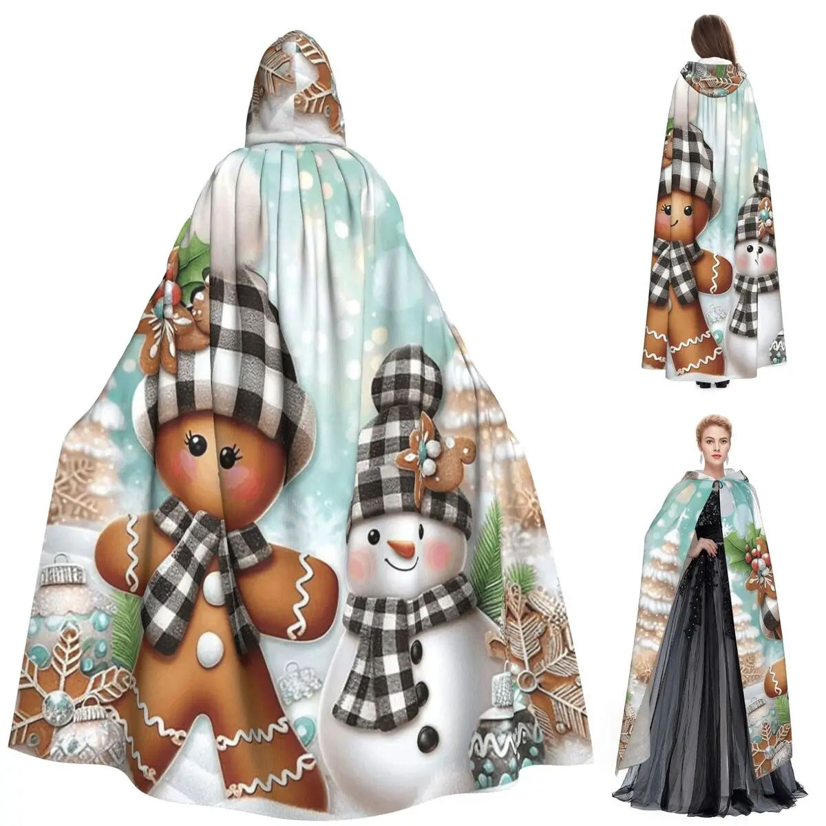 

Рождественский день, Рождество, пряничный человечек, длинный плащ с капюшоном, ведьма, средневековый костюм, накидка для косплея, Хэллоуин, вечеринка для взрослых, унисекс
