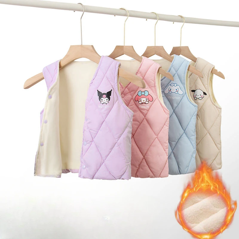 

Sanrio Cartoon Kuromi My melody Cinnamoroll Pochacco Anime Children's Cute Vest Autumn and Winter Velvet Warm Vest Kawaii New
