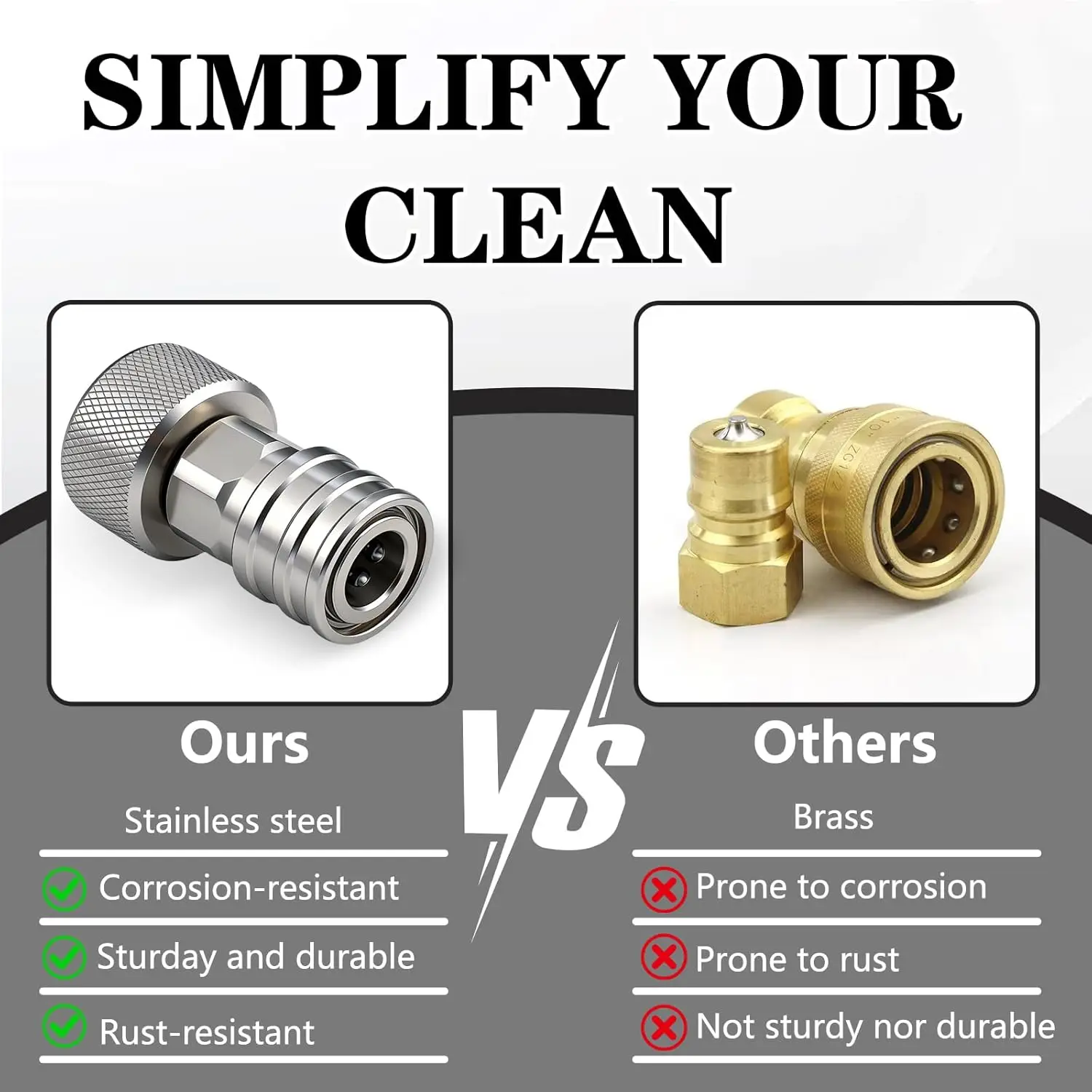Garden Hose to Pressure Washer Adapter 3/4 GHT to 1/4" Quick Connect Converter Water Hose Stainless Steel image 5