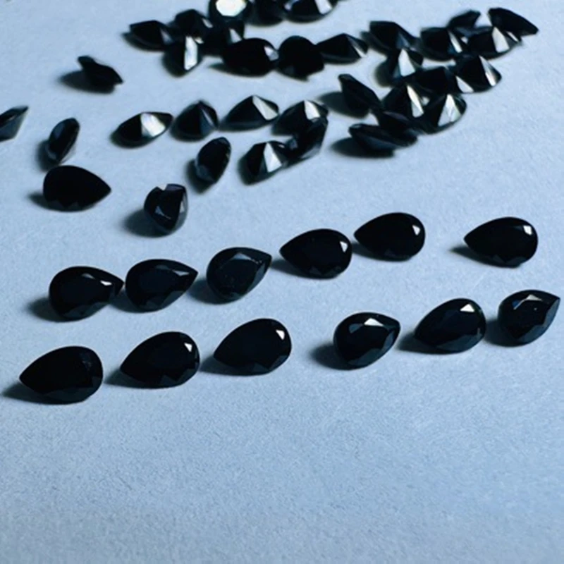 Factory Wholesale 100% Real Natural Pear Shape Black Spinel Gemstone Loose Gems Diy Material for Jewelry