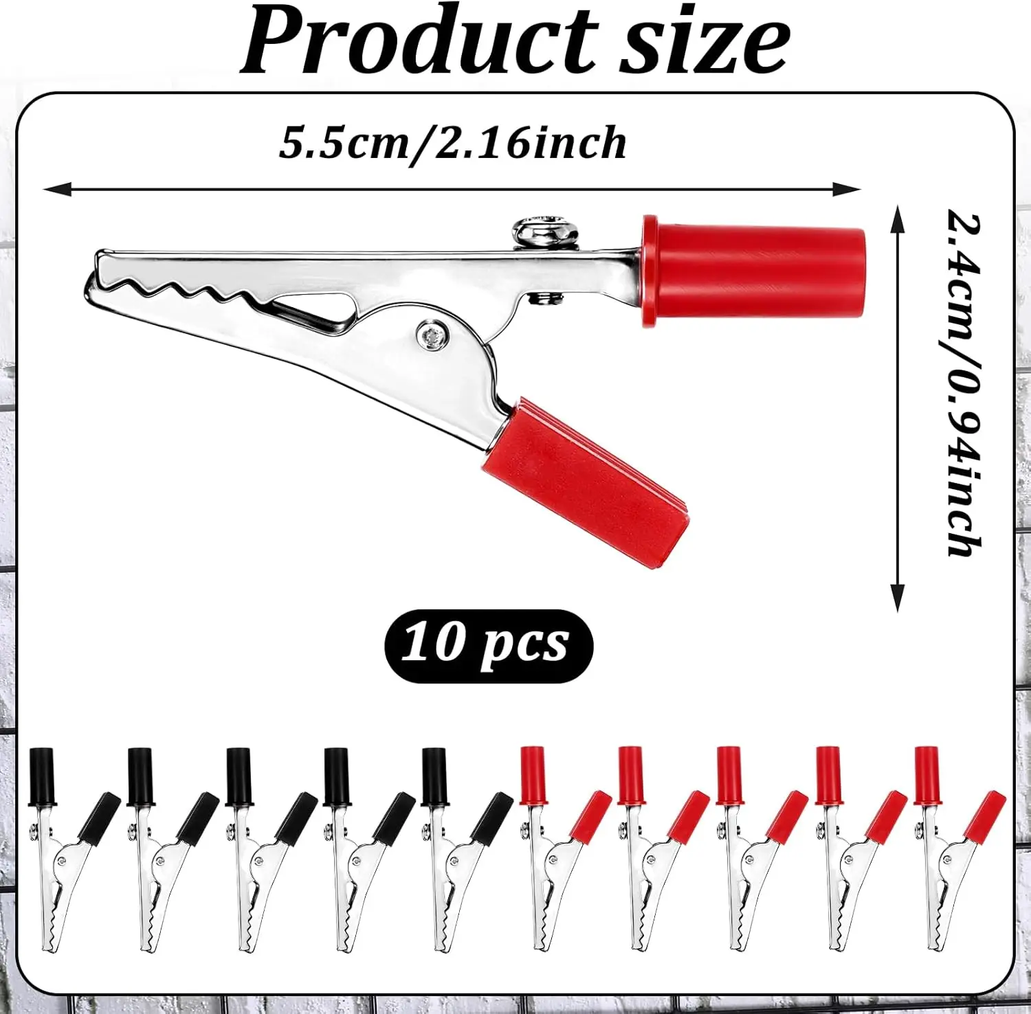 10PCS Red and Black Alligator Clips Electrical Battery Crocodile Clamp Alligator Clips with Screw Terminal Test Clamps For Car