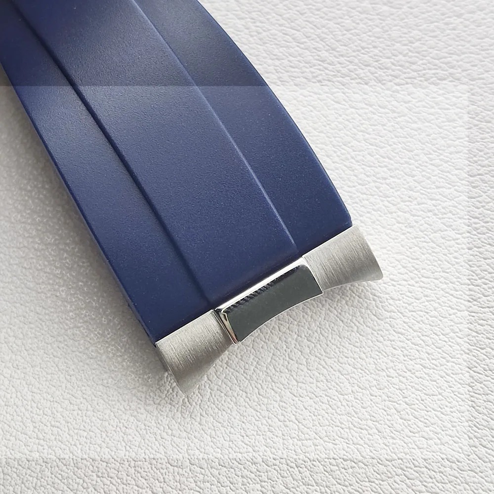 حزام ساعة منحني من السيليكون مقاوم للماء ، إبزيم معدني ، إبزيم قابل للطي ، حزام مطاطي ، 20