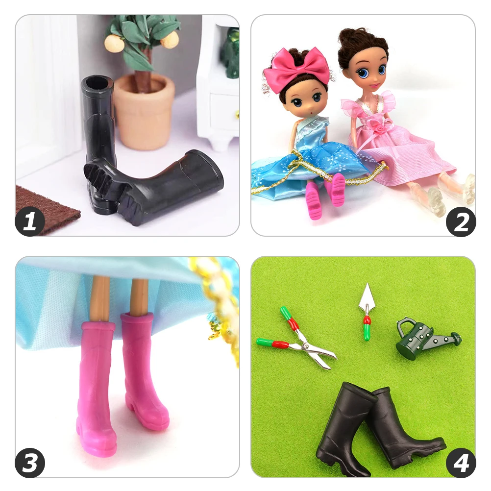 

6 Pairs Mini Rain Boots House Miniature Shoes for Crafts Dollhouse Miniatures Fairy Garden Supplies Toy