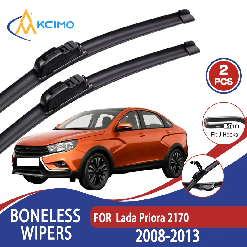 

For Lada Priora 2170 2008-2013 Car Wiper U-type Soft Rubber Boneless Wiper HD Quiet Durable Automotive Wiper 20"+20"