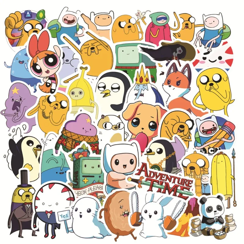 Pegatina de Anime Adventure Time, 50 piezas, para equipaje, taza de agua, papelería, teléfono móvil, Scooter, ordenador portátil, decoración de refrigerador