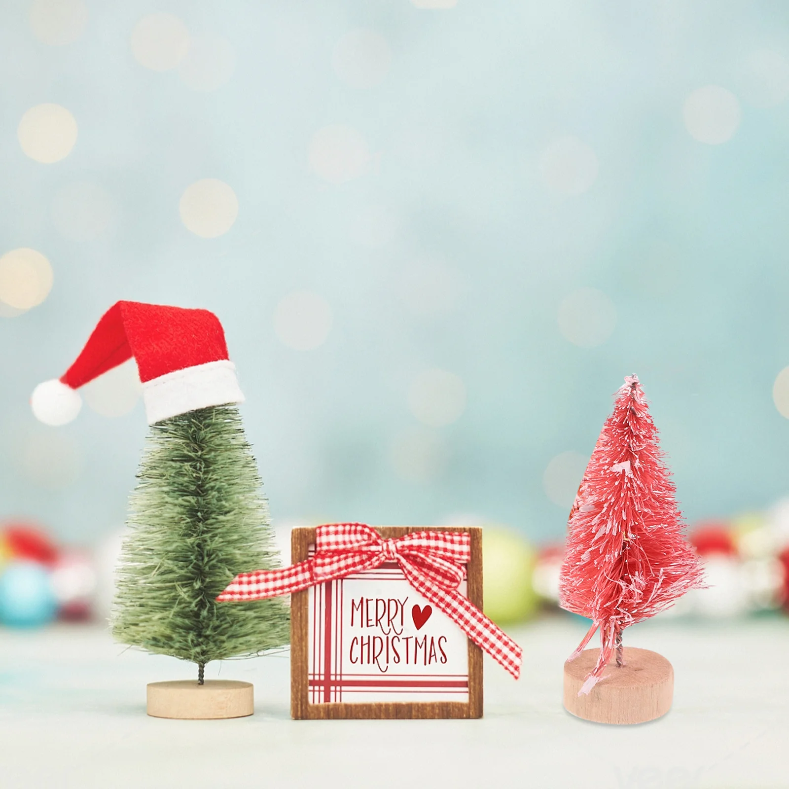 

24Pcs Mini Christmas Tree Decorations Wooden Xmas Tree Craft Smooth Surface Home Office Festival Adornment Desktop Xmas Ornament