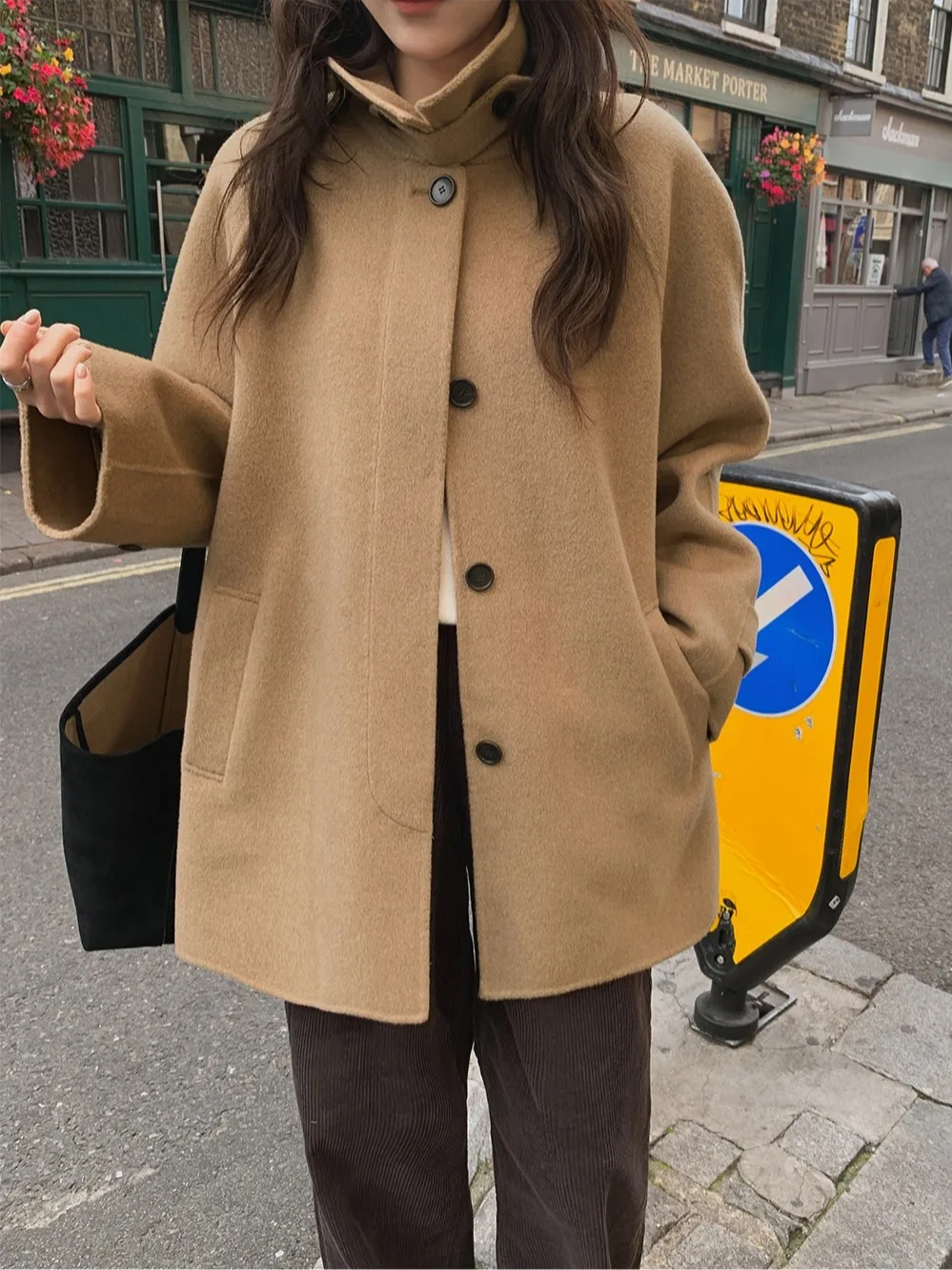 

Ретро-жакет из твида однотонного цвета для женщин, весна-осень-зима, новинка, маленький размер, с разрезом, воротник-стойка