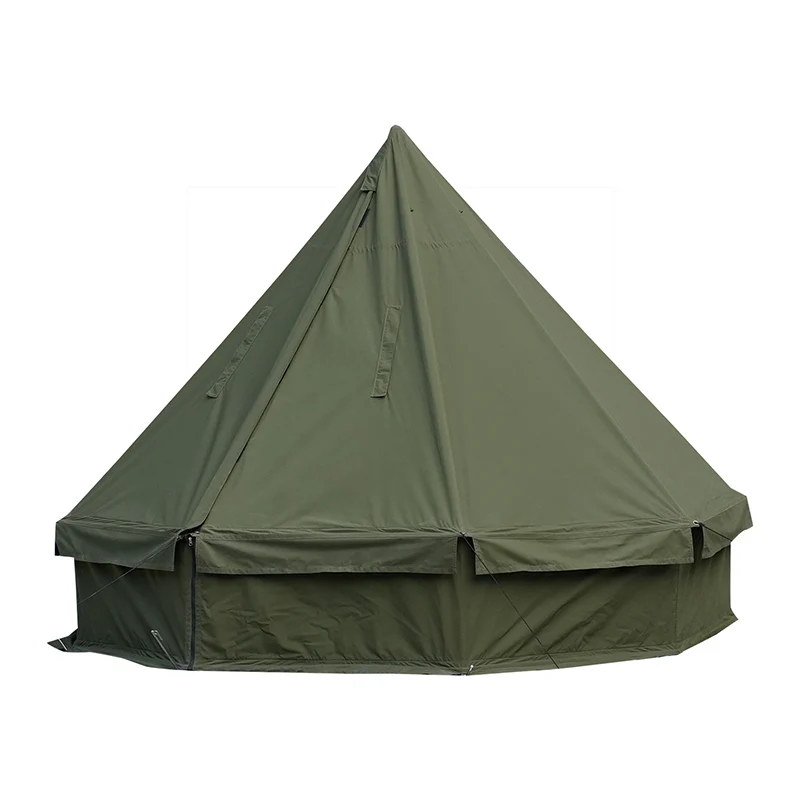 Self-Assemblable Four-Season T/C Fabric Outdoor Camping Zip-On Full Privacy Shelter Pyramid Tent with One Bedroom Structure