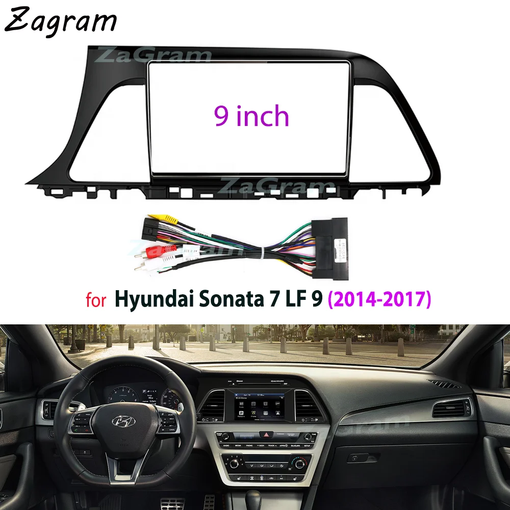 9 Inch Car Fascia for Hyundai Sonata 7 LF 9 2014-2017 Video Panel Player Audio Dashboard 2 Din Frame Dashboard Mount Kit