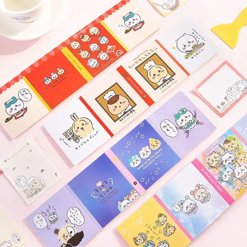 Lovely Kawaii Anime Cute Chiikawa Four Fold Memo Pad Creative Notepad Sticky Notes Cartoon Portable for Writing Small Notebook view 4