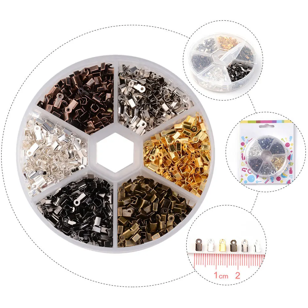 

1Set Iron Fold Over Crimp Cord Ends Clamp Terminators Jewelry Making Accessories for Silk Satin Cord Bracelets Necklace