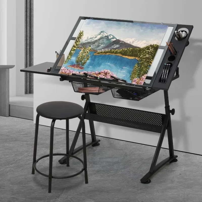 

Glass lifting drawing table, art classroom student drawing table
