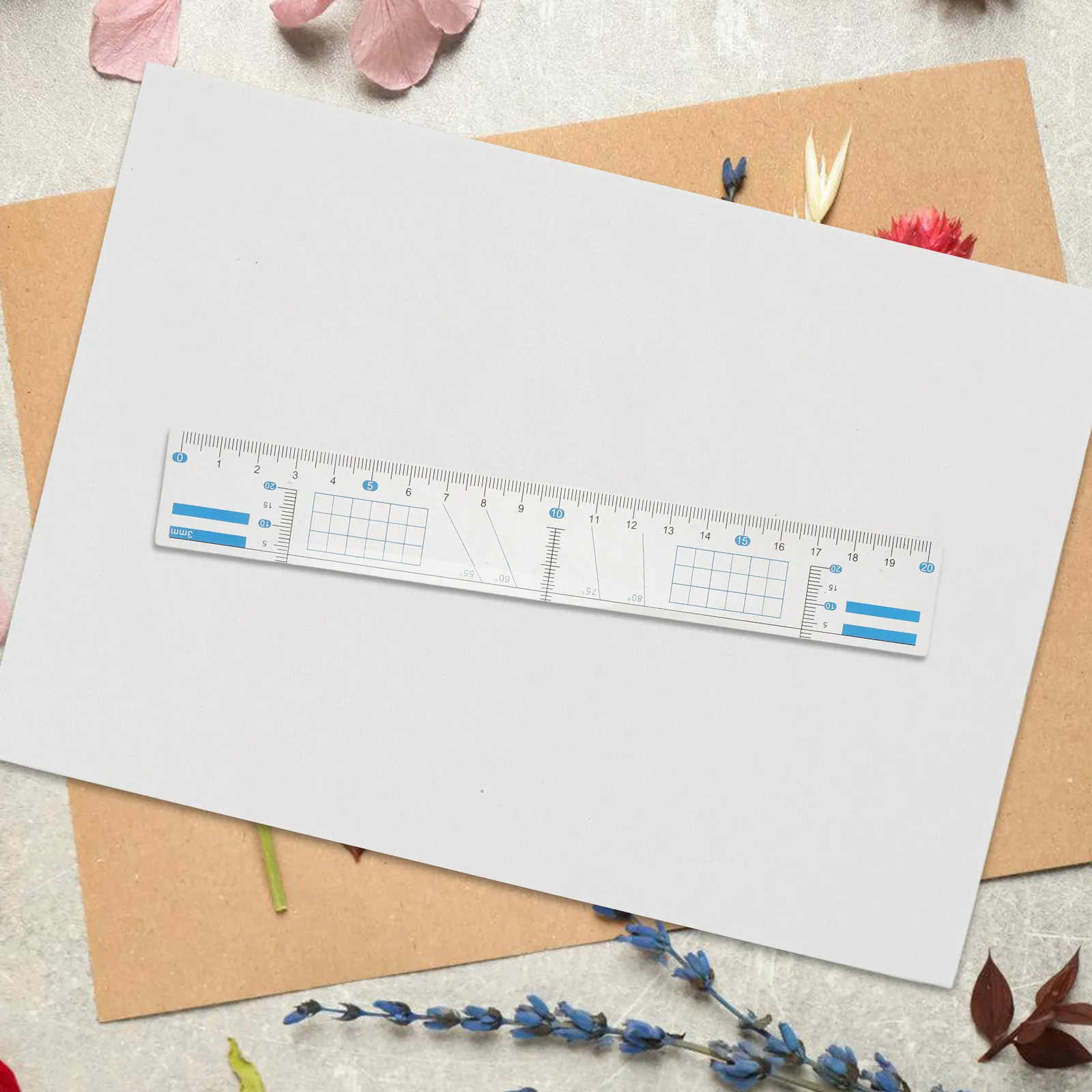 1Set Parallel Line Drawing Tool Clear Plastic Ruler With Grid Lines For School Teacher Parallel Marking Gauge Essay Book Writing