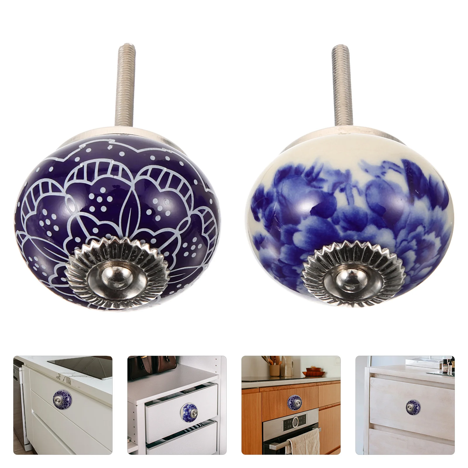

4 Pcs Decorative Drawer Knobs Dresser Pulls Cabinet Kitchen Cabinets Ceramic Wardrobe