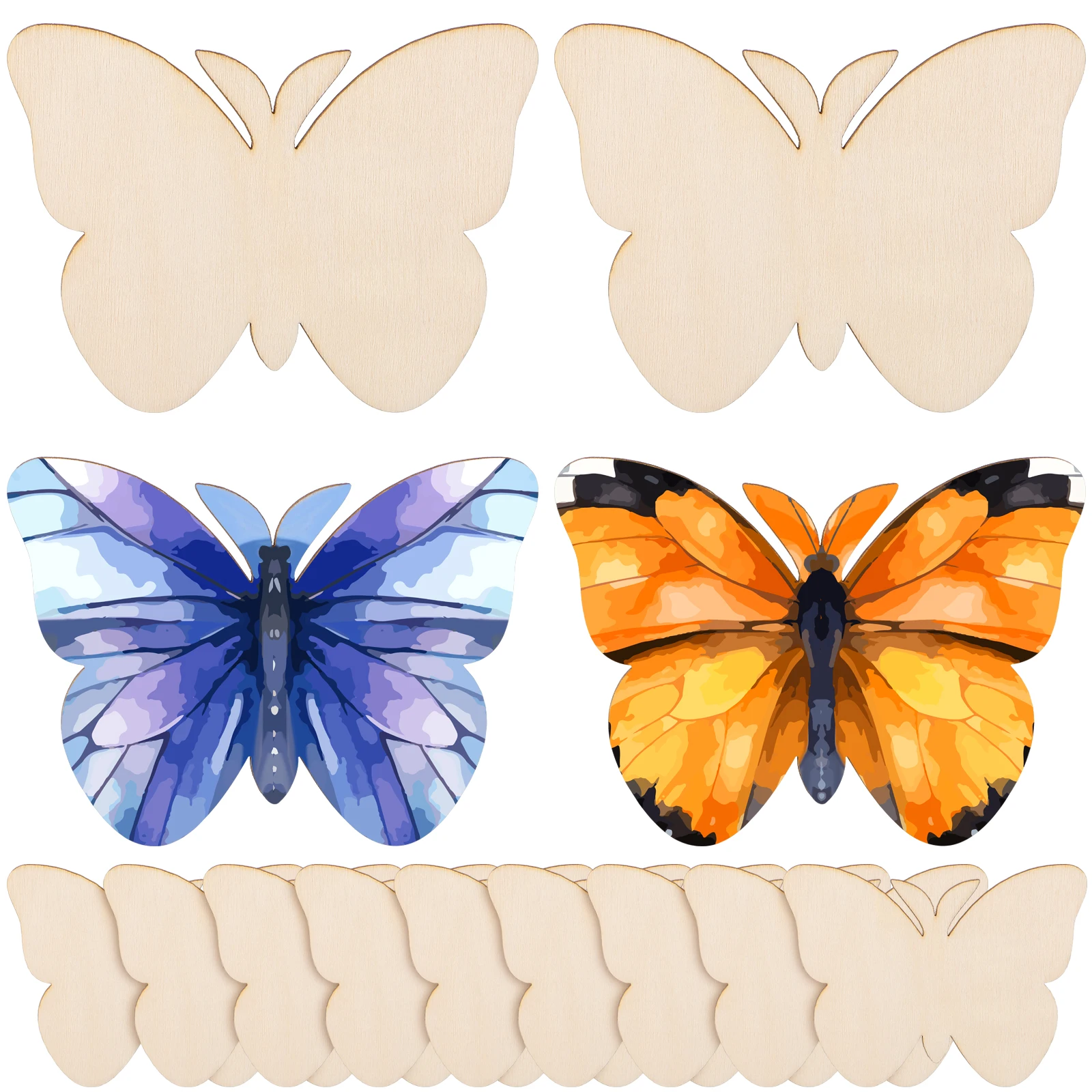

40 Pcs Wood Cutout Butterfly Decor Unfinished Wood Slice Diy Craft Paintable Wall Home Decoration Wooden Piece