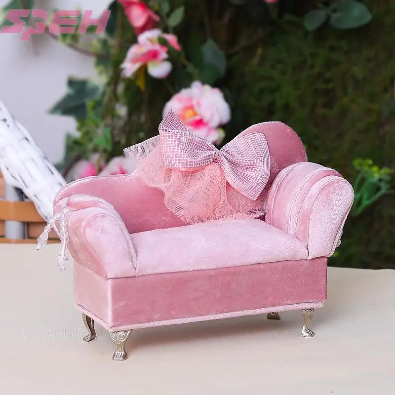 Original design bowknot pink velvet art European Korean high-grade furniture furniture sofa jewelry box