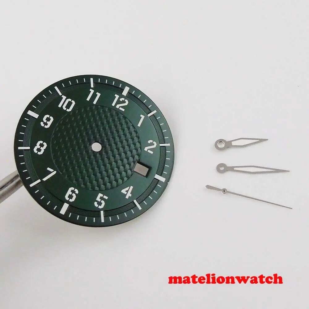 Pasuje do sterylnej tarczy zegarka NH35/NH35A + wskazówki Czarny/biały/zielony/okno daty kawy