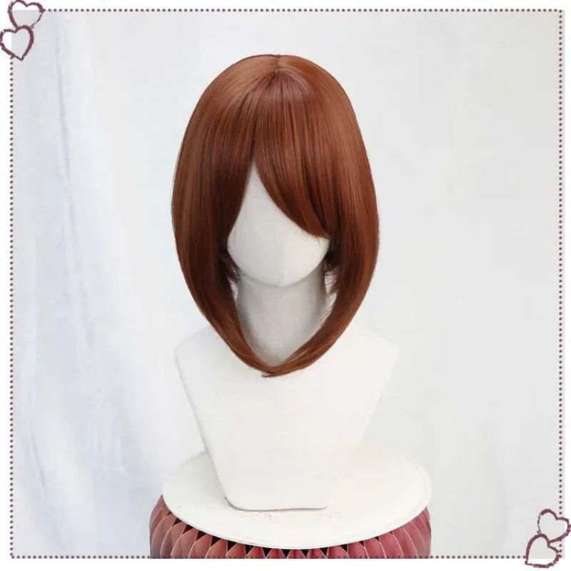 Anime My Hero Academia Ochako Uraraka Cosplay Wigs Women Girls Short Brown Heat Resistant Synthetic Hair Wigs Halloween Props