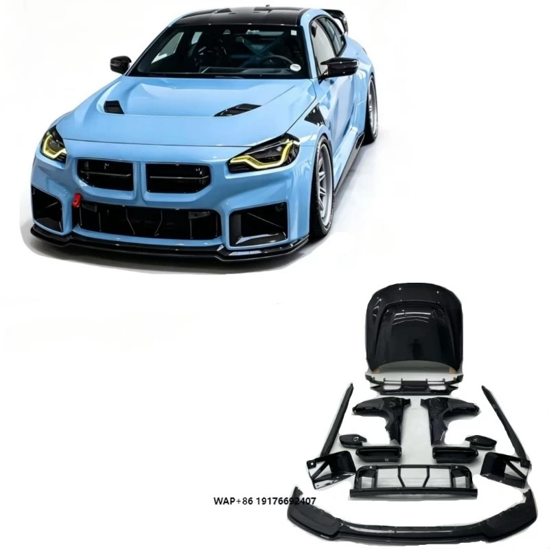 For M2 G87 Dry Carbon Fiber Body Kit M2 G87 Upgrades to AP Style Front Lip Hood Grill Side Skirt Diffuser and Spoiler
