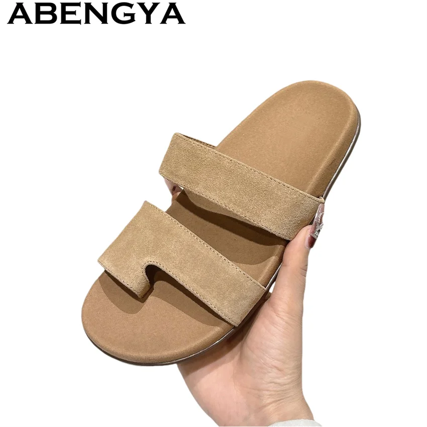 

Лето 2026, круглые шлепанцы с открытым носком, женские повседневные пляжные туфли из натуральной кожи, модные туфли-лодочки, Zapatos de Mujer