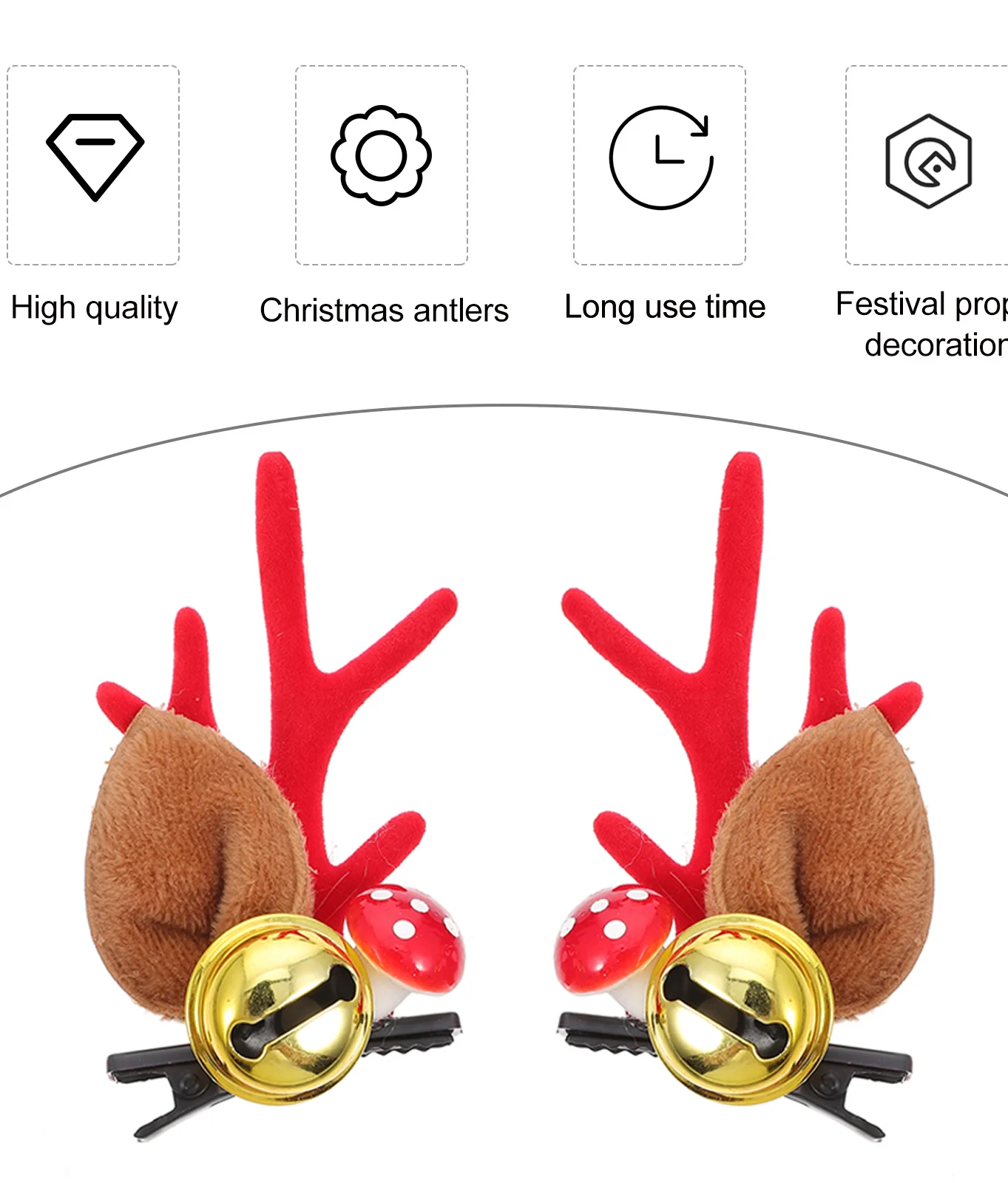 

4pcs Deer Horn Ears Hairpins Elk Antlers Barrette Christmas Hair Clip For Women Animal Horns Clips Costume Accessory