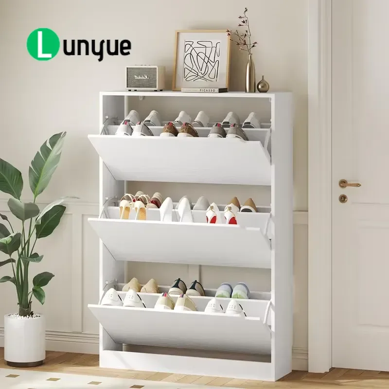 Modern Wooden Shoe Rack Cabinet Multi Layer Conical Design Large Capacity Space Saving Storage Organizer for Household