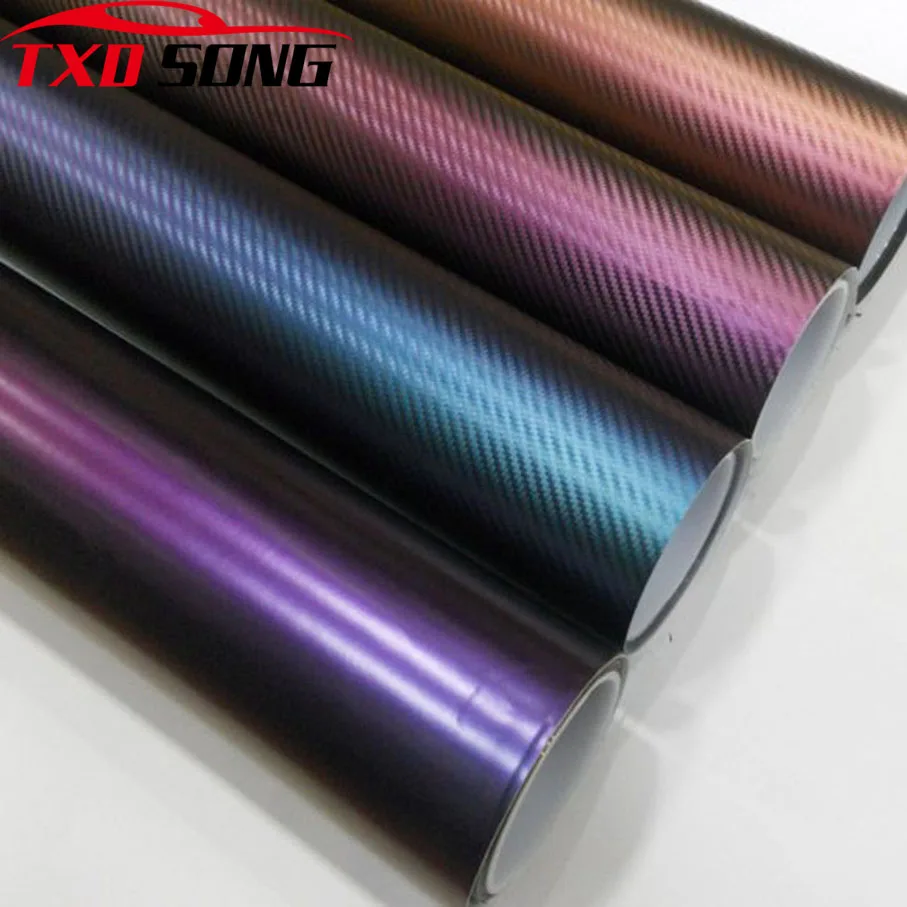 

1.52m*5/10/15/20/30m/Roll 3D Chameleon Carbon fiber Wrapping Foil Motorcycle Car Sticker Decoration Chameleon Stickers