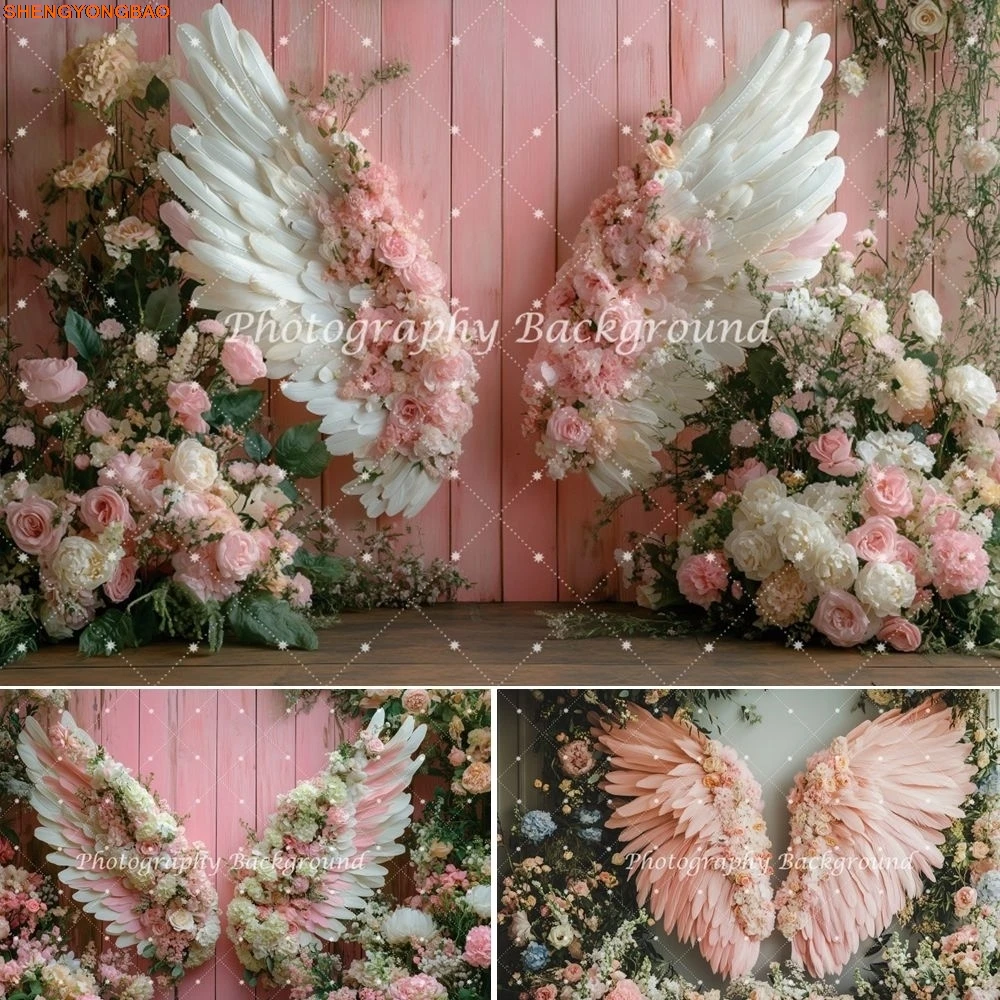 

Floral Pink Wings Backdrop Birthday Party Girls Woman Pregnant Art Portrait Photography Background Photostudio Photoshoot Prop
