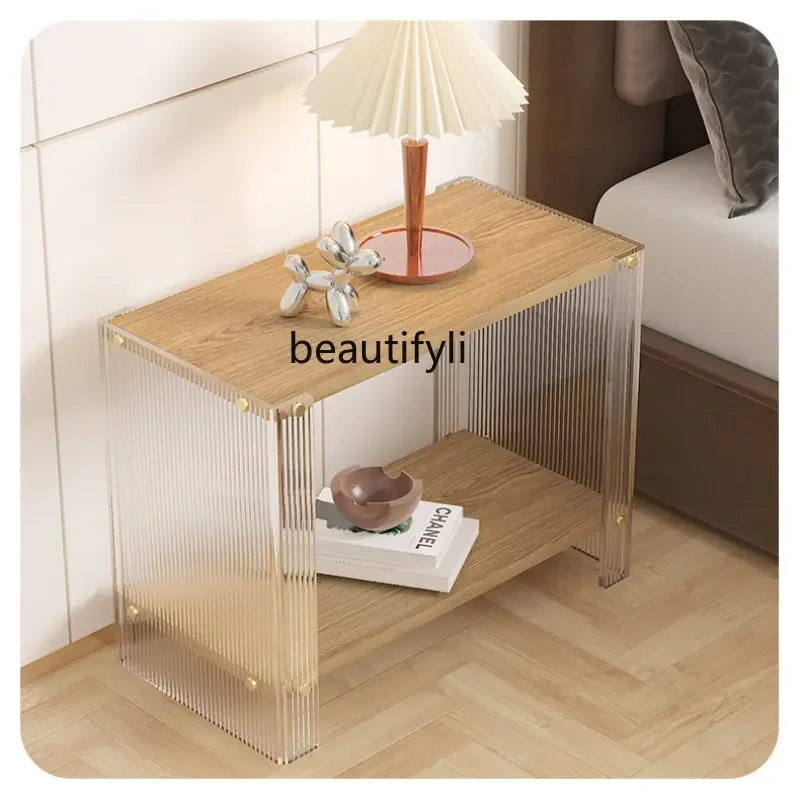 

zzyj Acrylic Bedside Table Simple Modern Bedside Cabinet Nordic Style Creative and Slightly Luxury Locker