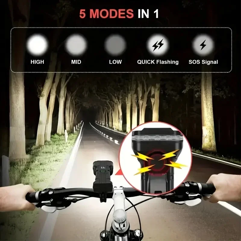 12 Led SuperBriuht Multifunctional Bike Light USB Rechargeable MTB Mountain Bicycle Lamp With Horn 5 Modes For Night Riding