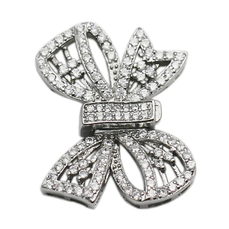 

Beadsnice CZ пряжка в форме банта из стерлингового серебра, большая застежка, аксессуары для изготовления ювелирных изделий, фурнитура для ожерелья ручной работы ID 35293