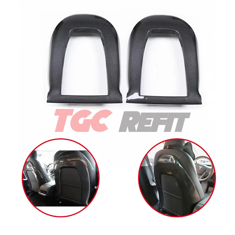 

Car Seat Back Cover For Tesla Model 3 Model Y 2017-2022 Real True Carbon Fiber Backseat Cover Interior auto Accessories